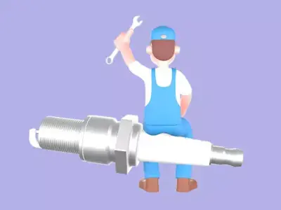 Stylized 3D Mechanic Character - Cartoon Spark Plug Rider 3D model