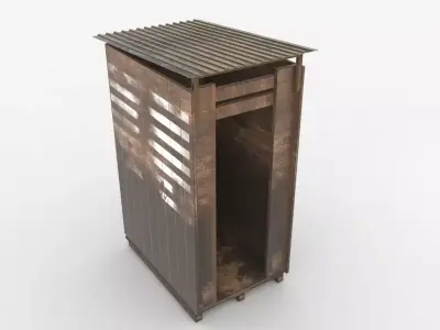 Checkpoint wooden Cabin  Low-poly 3D model