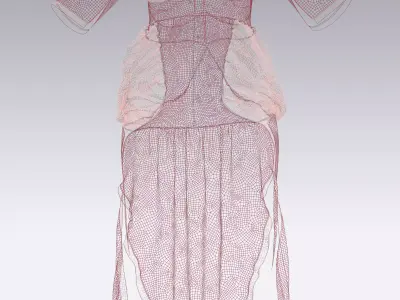 3D High-Low Tiered Ruffle Dress 3D model