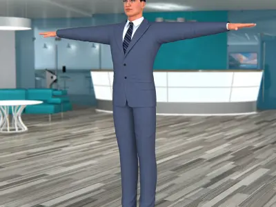  Man in Business Suit T-Pose 