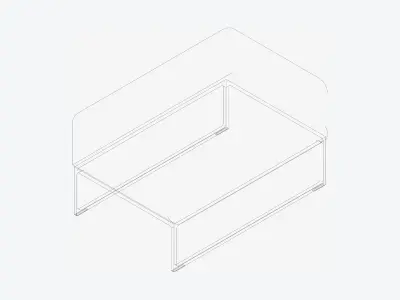 Furniture - Chair - Contemporary - Line - Footstool Low-poly 3D model