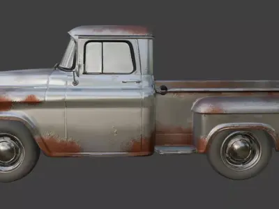Vintage Rusty Pickup Truck 3D Model 3D model 22