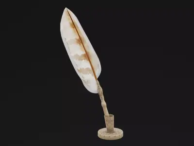 Feather Ink Pen Low-poly 3D model