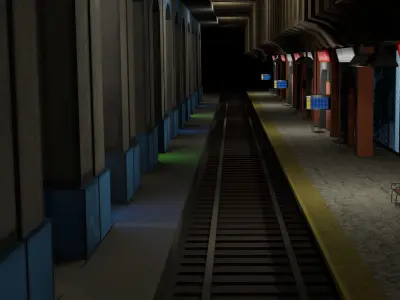 VR Metro Station Low-poly 3D model