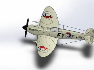 SolidWorks Spitfire Fighter Plane WWII Aircraft 3D Model 3D print model