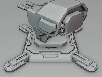 Free Sci-fi Game-Ready Turret Model - Low Poly Asset for Games Free low-poly 3D model
