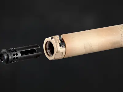 Surefire SOCOM556 RC2 WARCOMP Flash Hider Low-poly 3D model