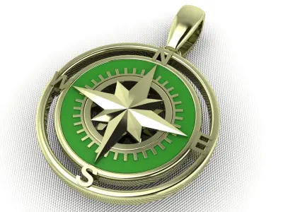 Pendant Compass whit the enamel 3D print model 3D print model 3D print model