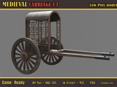 Medieval Carriage C3 Low-poly 3D model