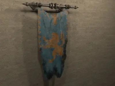 PBR European medieval flag 3D model