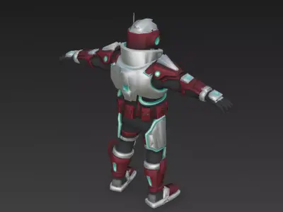 Cartoon Cyberpunk Rigged Mercenary 3D Model Low-poly 3D model purchase