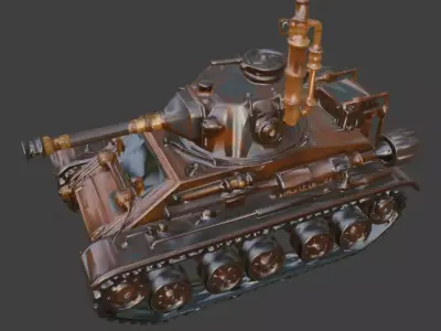 Steampunk Heavy Battle Tank 3D Model Low-poly 3D model