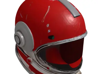 Retro Space Helmet with Red Visor 3D model