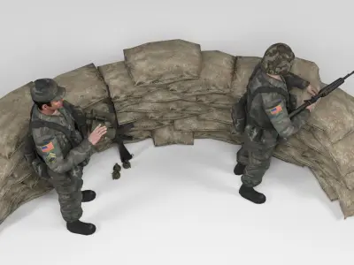 Military Barracks - Scene 4 Low-poly 3D model