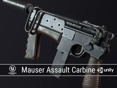 PBR Mauser M712 Assault Carbine Low-poly 3D model