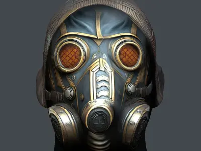Gas mask helmet 3d model military combat Low-poly  Low-poly 3D model