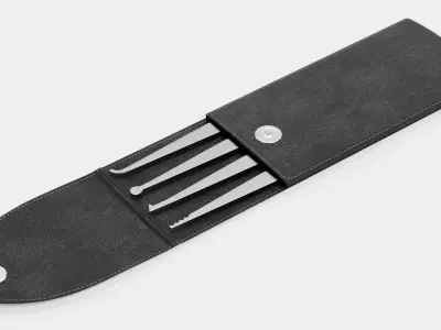 Lockpicks Set with Leather Case - Tool Kit Rigged  3D model