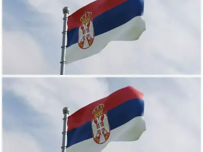 Animated Serbia Flags 3D model