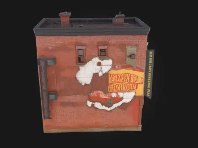 Stone Bakery Building Model  A Rustic Culinary Haven 3D model