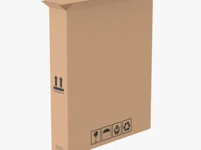 Cardboard Box 50x10x60 Half Open 3D model