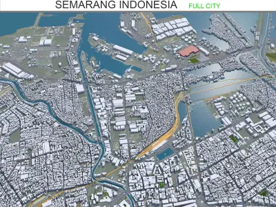 Semarang Indonesia 30km Low-poly 3D model
