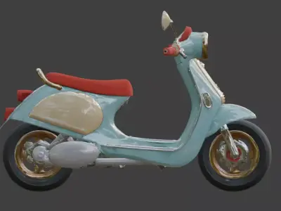 Futuristic Retro-Style Mini Scooter 3D Model Low-poly 3D model