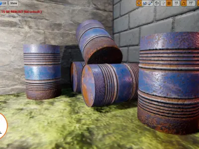 rusty metal barrel blue Low-poly 3D model