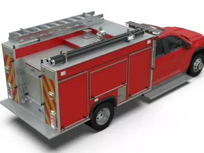 2027 Silverado Concept  Modern Crew Cab Fire Truck 3D model