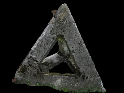 soviet concrete antitank barrier photogrammetry Low-poly 3D model