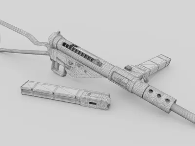 STEN Mk2 Submachinegun - Game and VFX-Ready Low-poly 3D model