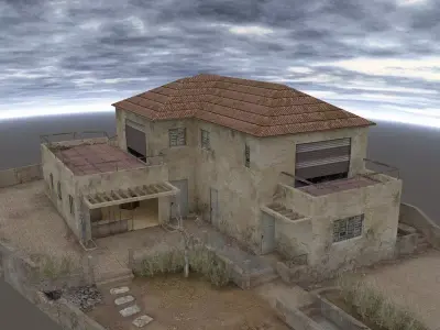 An abandoned private house Low-poly 3D model