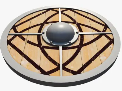 Wooden shield Low-poly 3D model 8