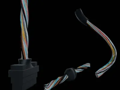 Wires with car connector  Free low-poly 3D model