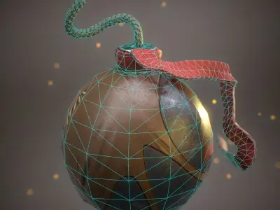 Fantasy bomb ball Low-poly 3D model