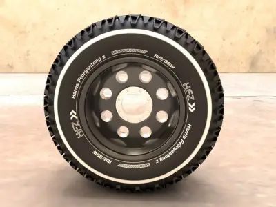 LSMW-0119 Military Truck Wheel Low-poly 3D model