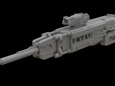 Mecha hard surface sniper rifle 3D model