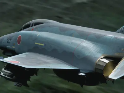 F4 Phantom 2 -Kai Texture-Fully Rigged-Changeble Decal -Text Low-poly 3D model