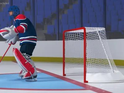  Goalie and Hockey Goal 