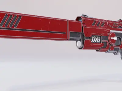 SciFi Pistol Low Poly Game Ready 3D Model Low-poly 3D model
