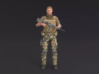 Soldier Rigged Low-poly 3D model get