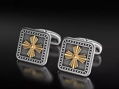 Stylish cufflinks with antique patterns 665 3D print model