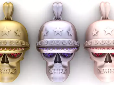  Military Skull Helmet Pendant 3D Printable Model 3D print model