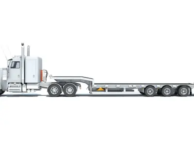 Semi-Truck with Platform Trailer 3D model