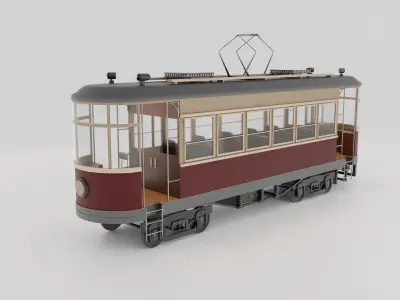 Old Tram Low-poly 3D model buy