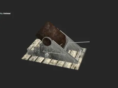 Siege Cannon Low-poly 3D model