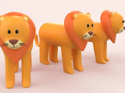Cartoon Lion Animal Style Cute Low-poly 3D model