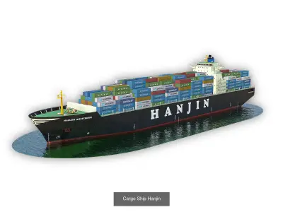Cargo Ship Hanjin and Tugboat 3D Model Pack
