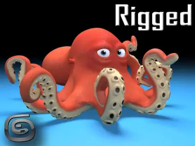 cartoon Octopus  Low-poly 3D model