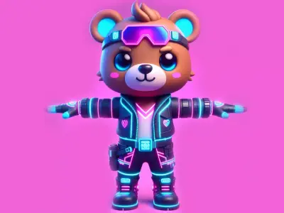 cyberpunk Bear   3D Character Model 3D model