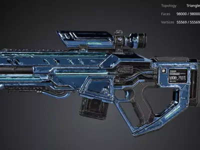 Blue Realistic Gun 3D model
